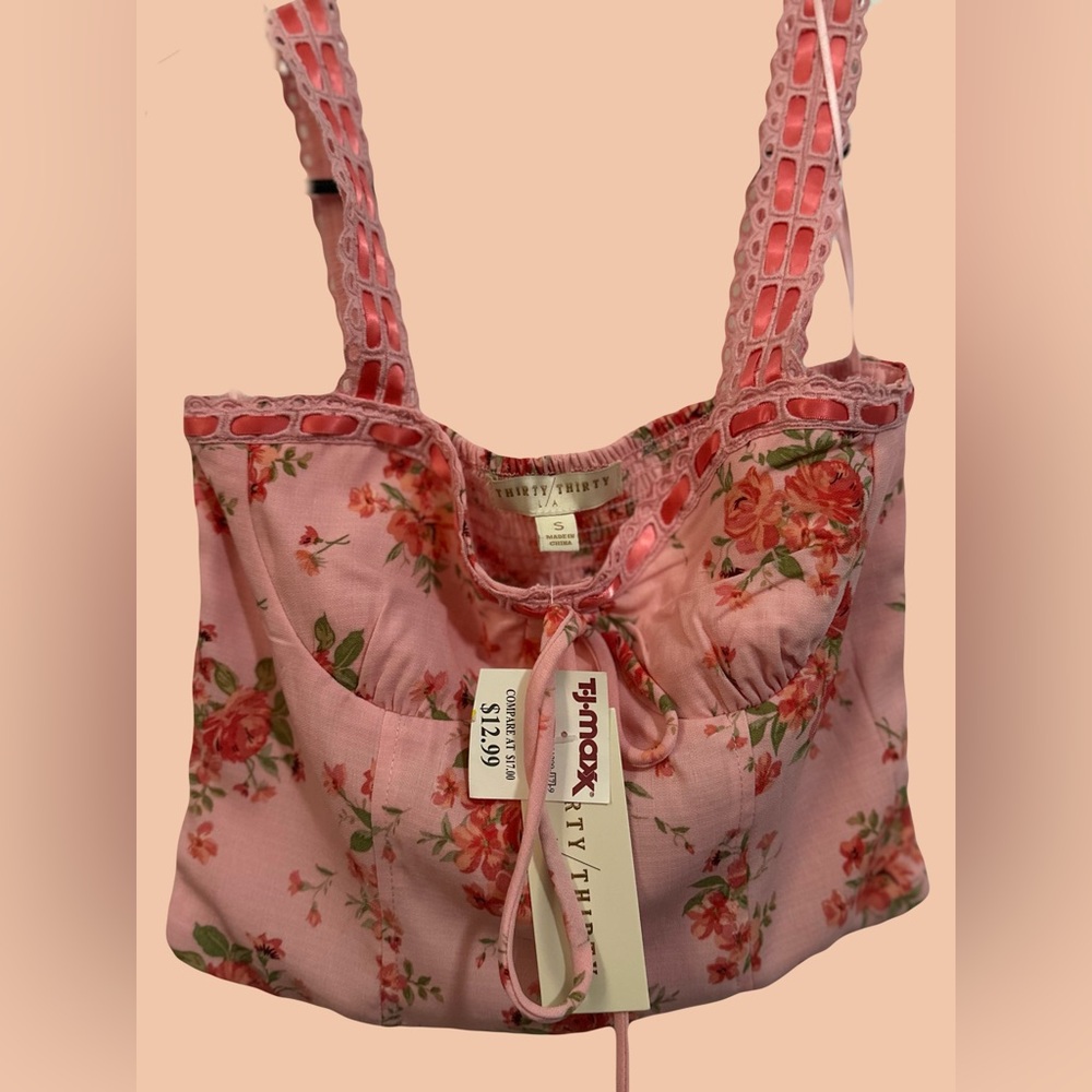 Pink Floral Crop Top Thirty Thirty